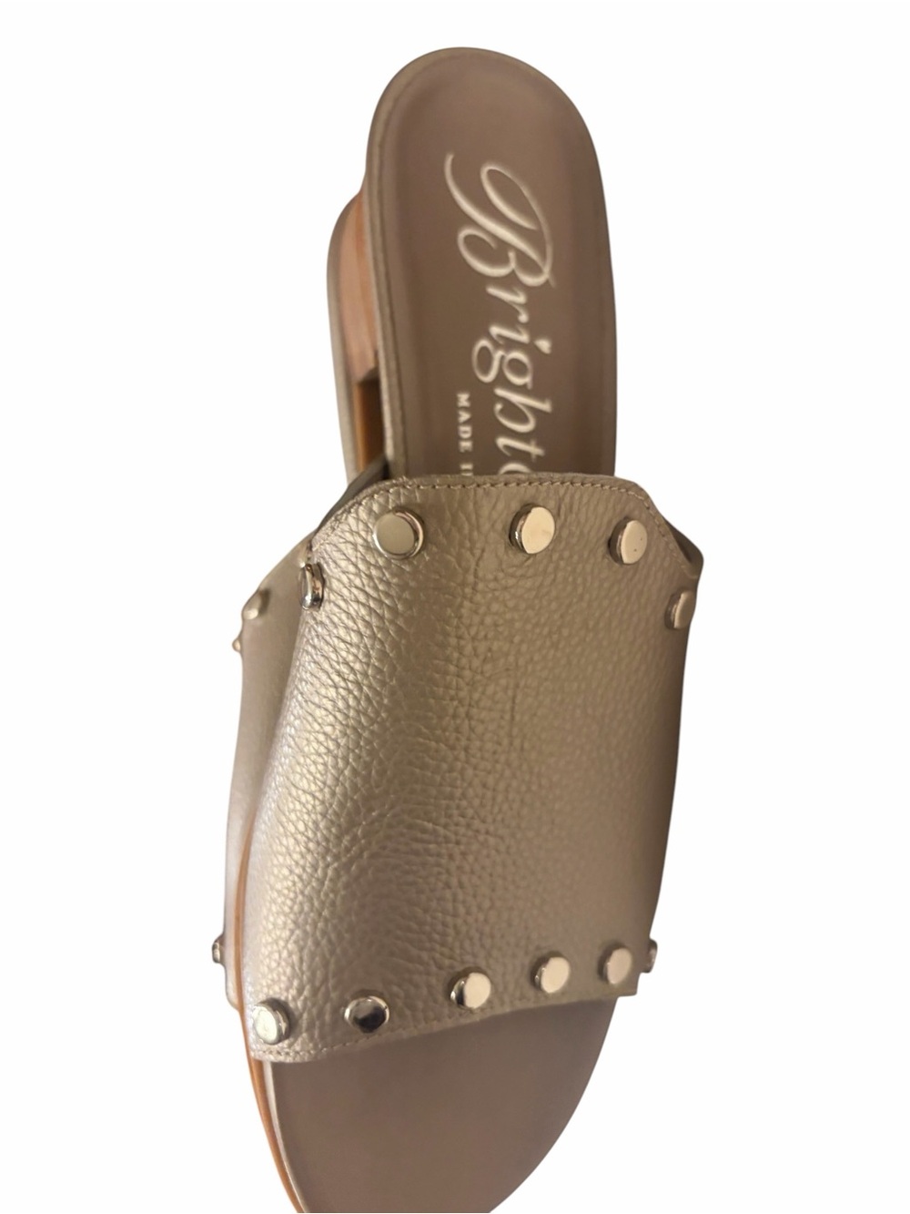 Brighton Pretty Tough Night Studded 
Leather Sandals/Mules  Sz  8.5 NEW Zinc